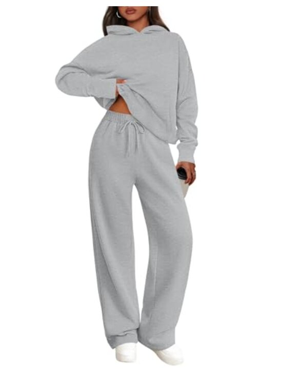 Pants - PRETTYGARDEN 2 Piece Sweatsuit Hoodie & Wide Leg Sweatpants Lounge Set